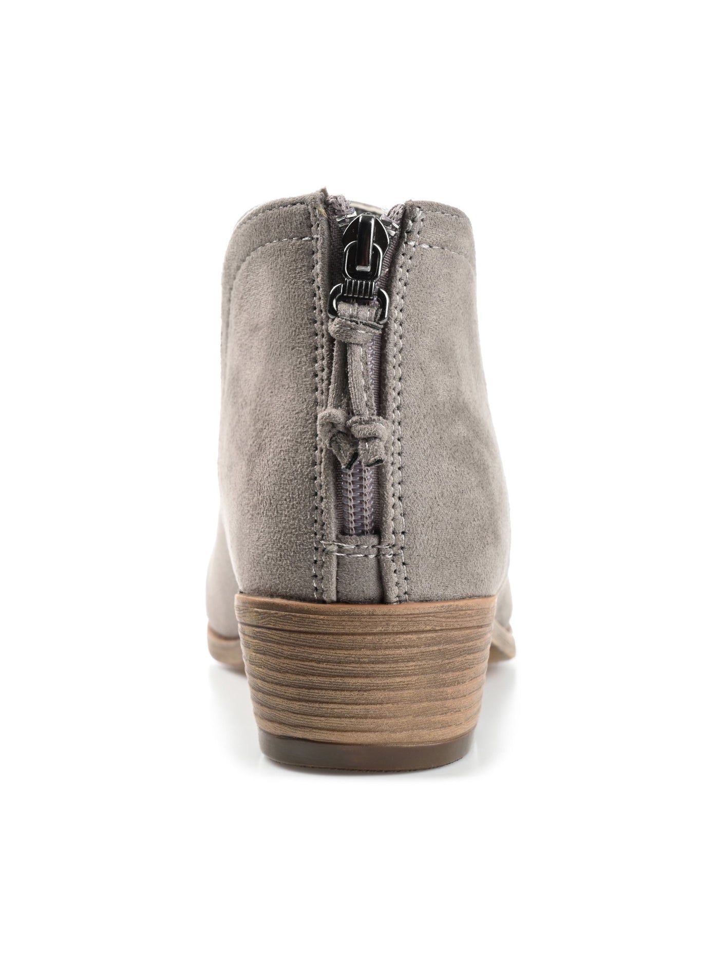 JOURNEE COLLECTION Womens Gray V-Notched Padded Livvy Round Toe Block Heel Zip-Up Booties 7.5 M