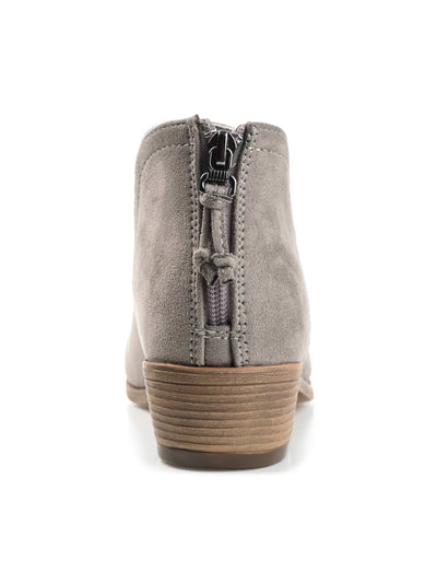 JOURNEE COLLECTION Womens Gray V-Notched Padded Livvy Round Toe Block Heel Zip-Up Booties 7.5 M
