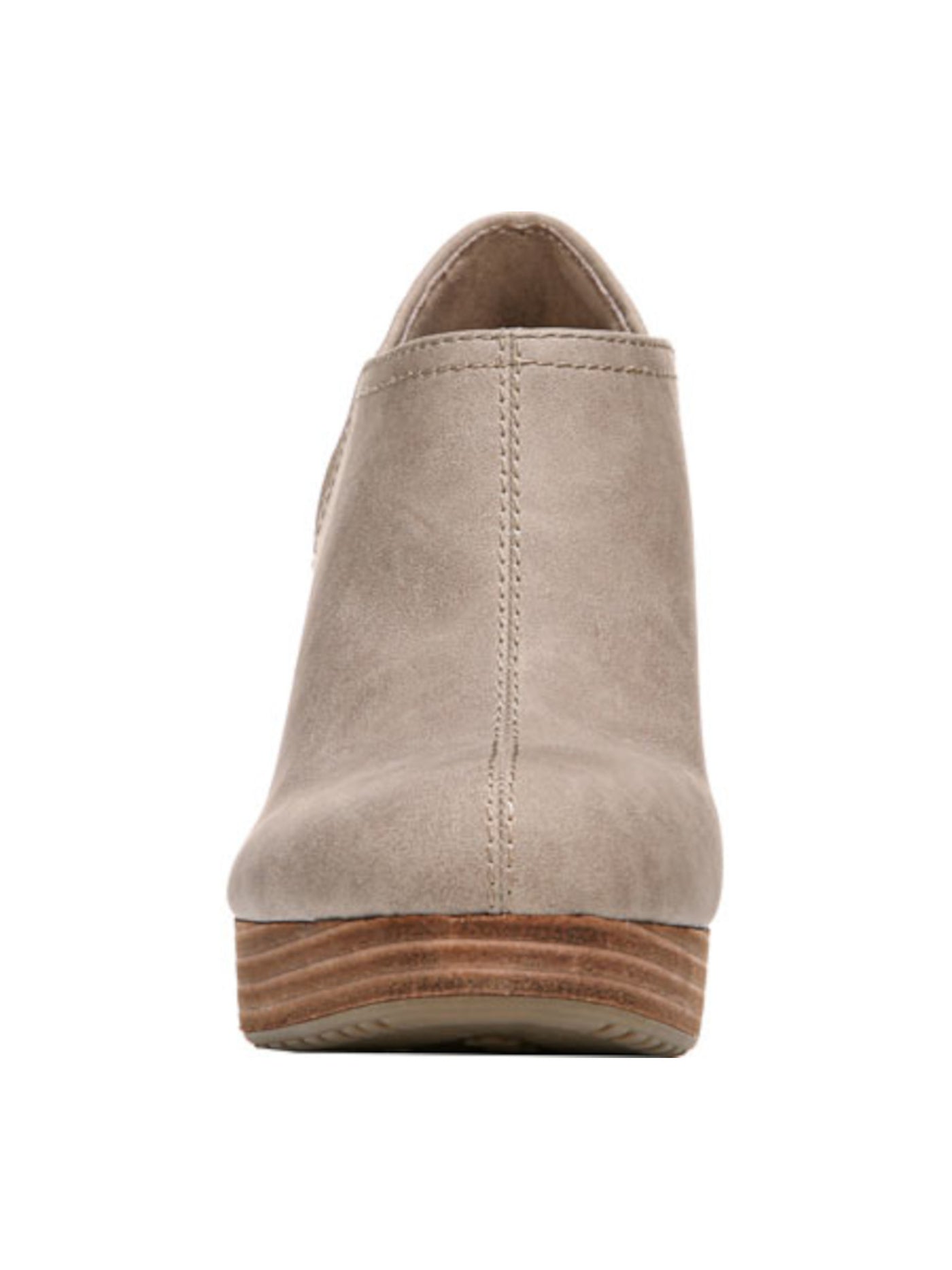 DR SCHOLLS Womens Taupe Beige 1/2 Platform Gored Perforated Comfort Harlow Almond Toe Wedge Slip On Shootie 7.5 M