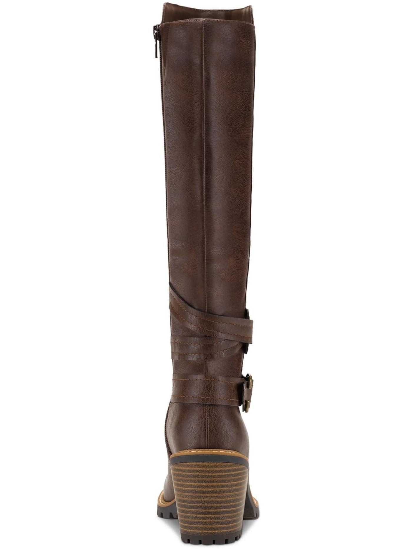 SUN STONE Womens Brown Lug Sole Buckle Accent Goring Viviaan Round Toe Block Heel Zip-Up Heeled Boots 9.5 M