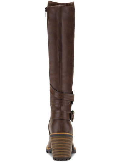 SUN STONE Womens Brown Lug Sole Buckle Accent Goring Viviaan Round Toe Block Heel Zip-Up Heeled Boots 9.5 M