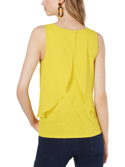 BAR III Womens Layered Look Split Back Sleeveless V Neck Top