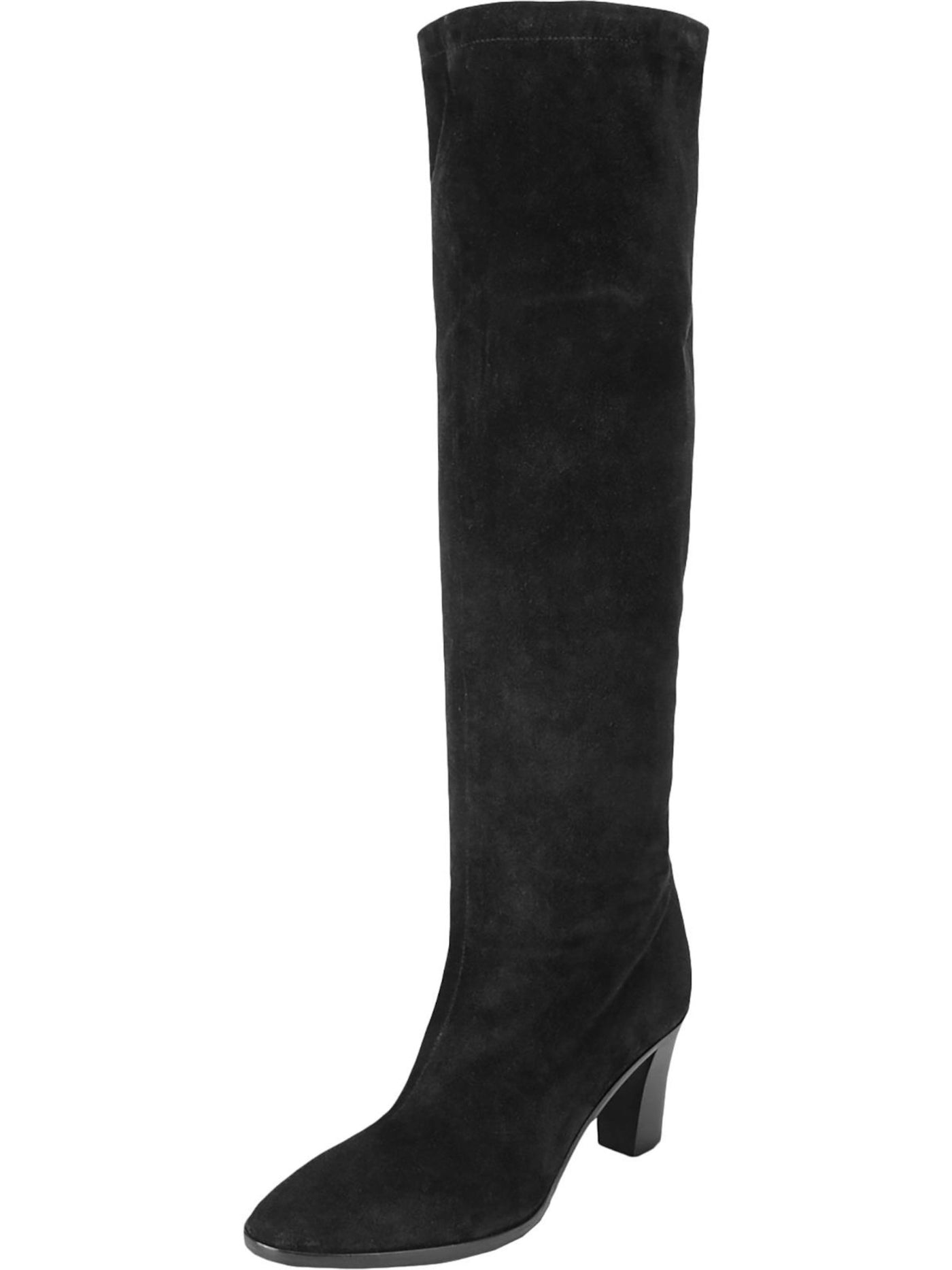 VINCE. Womens Black Padded Casper Round Toe Stacked Heel Leather Slouch Boot 5 M