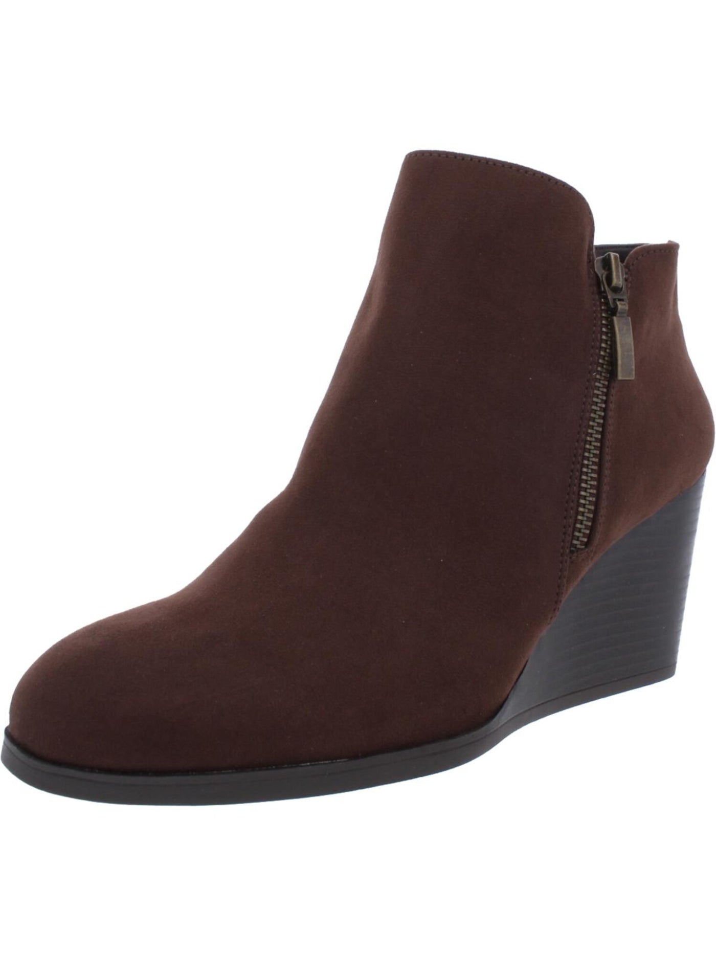 STYLE & COMPANY Womens Brown Cushioned Round Toe Wedge Zip-Up Booties 9.5