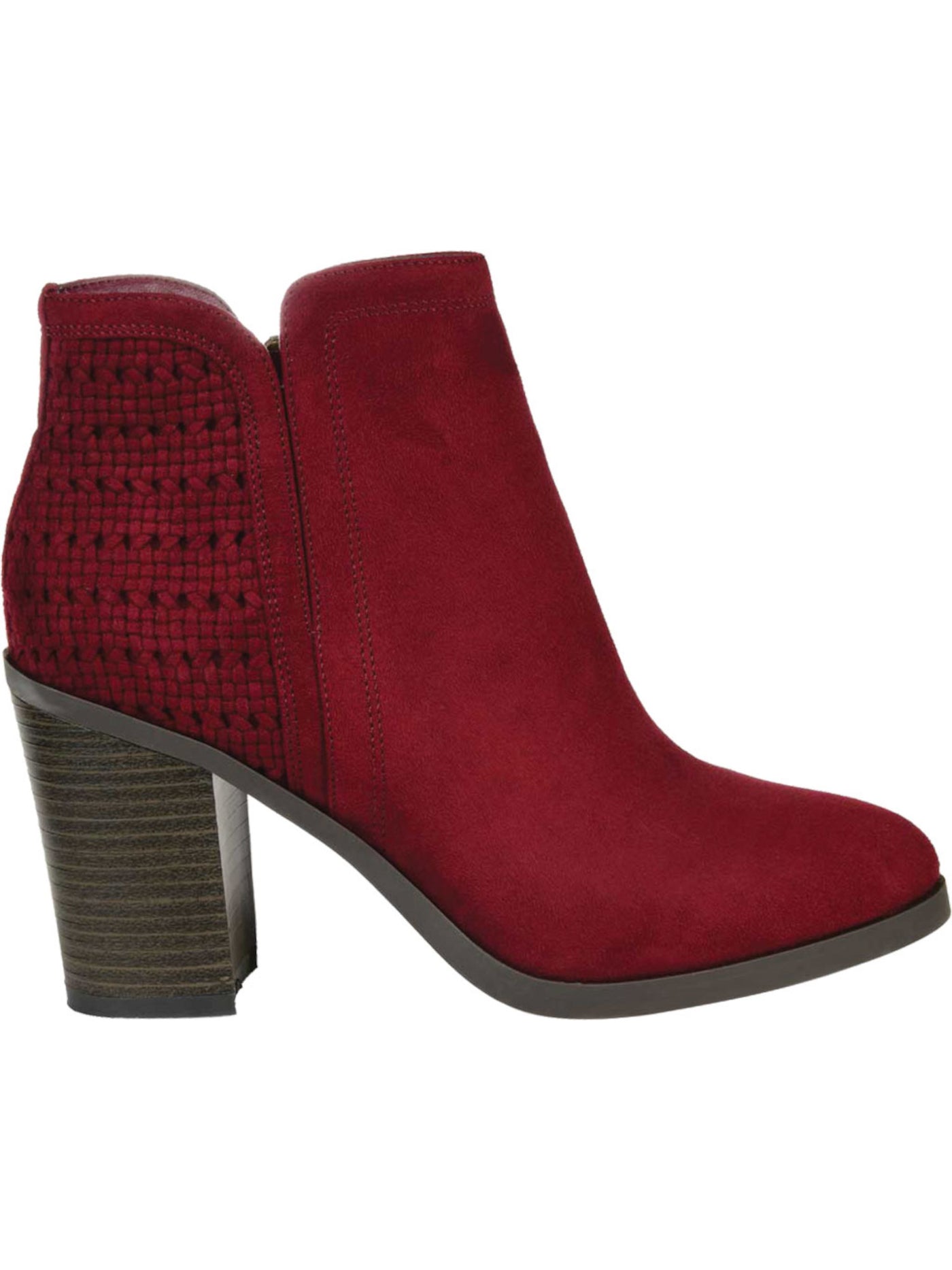 JOURNEE COLLECTION Womens Burgundy Woven Padded Jessica Almond Toe Block Heel Zip-Up Booties 11 M