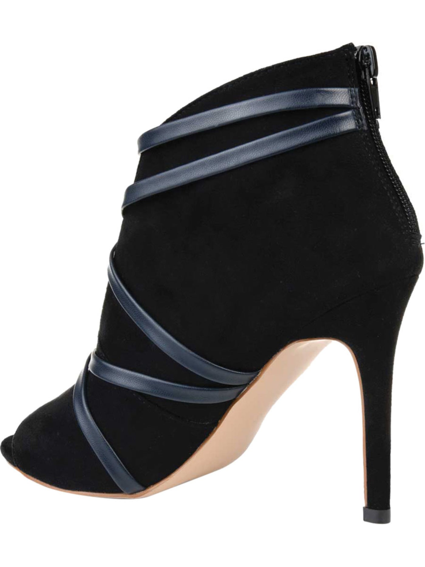 JOURNEE COLLECTION Womens Black Strappy Padded Samara Round Toe Stiletto Zip-Up Booties 8 M