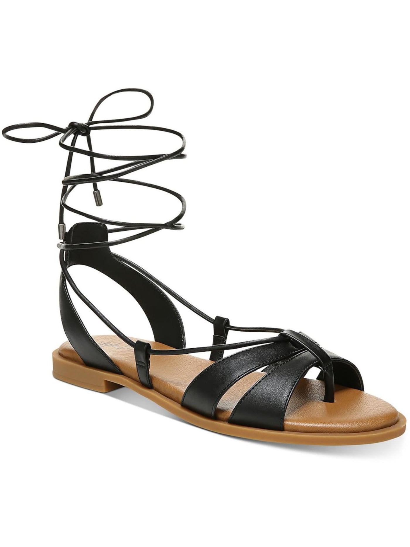 STYLE & COMPANY Womens Black Strappy Padded Cairro Round Toe Lace-Up Slingback Sandal 10 M