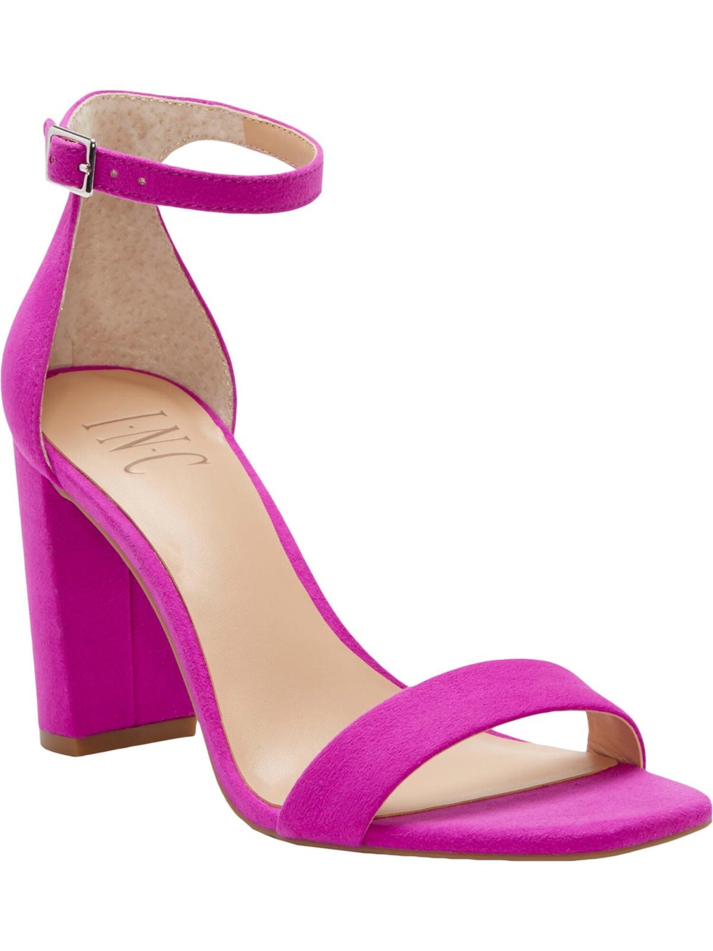 INC Womens Pink Adjustable Comfort Padded Ankle Strap Lexini Square Toe Block Heel Buckle Dress Sandals Shoes 8.5 M