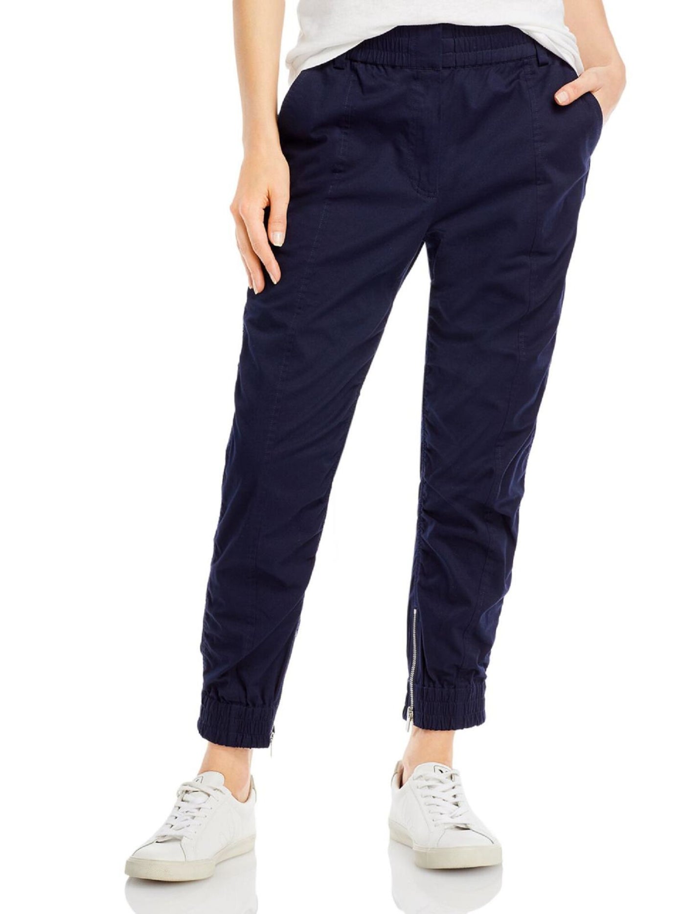 DEREK LAM 10 CROSBY Womens Navy Pocketed Smocked Ankle Zip Pants 6