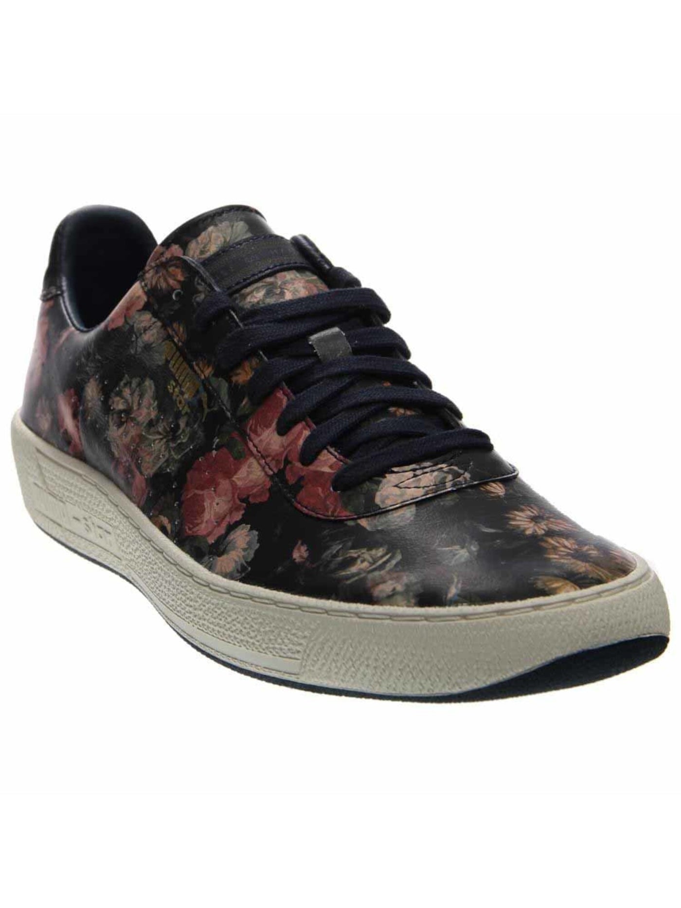 PUMA Mens Black Floral Logo Comfort Star X Round Toe Wedge Lace-Up Leather Athletic Sneakers Shoes 4.5