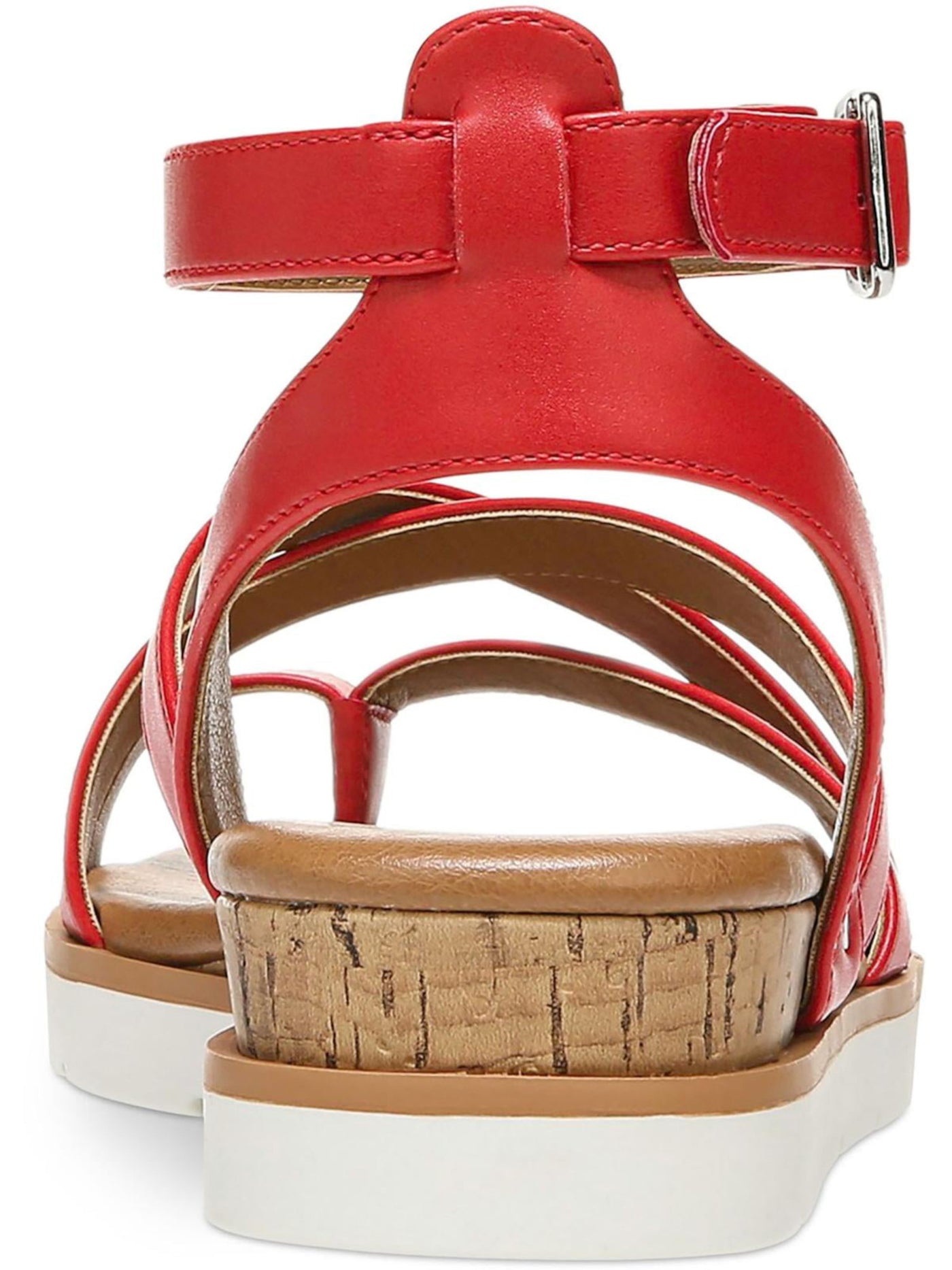 STYLE & COMPANY Womens Red Strappy Comfort Darlaa Round Toe Wedge Buckle Sandals 7.5 M