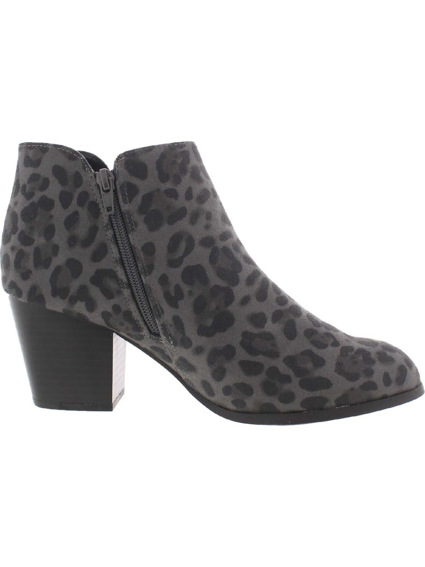 STYLE & COMPANY Womens Gray Animal Print Cushioned Zipper Accent Masrinaa Almond Toe Block Heel Zip-Up Booties 8 W