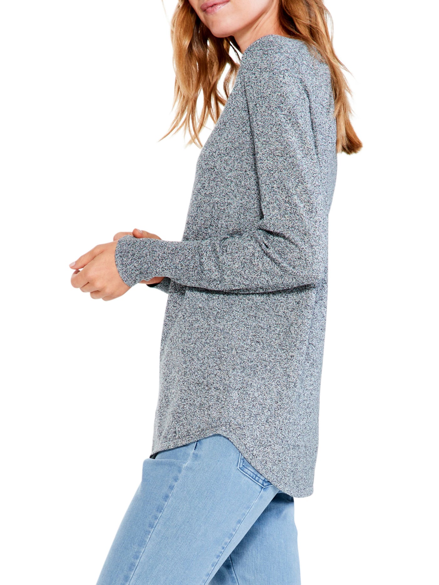 NIC+ZOE Womens Gray Long Sleeve V Neck Sweater XS