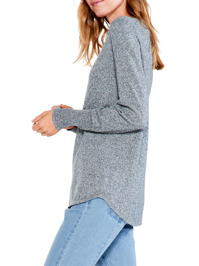 NIC+ZOE Womens Gray Long Sleeve V Neck Sweater XS