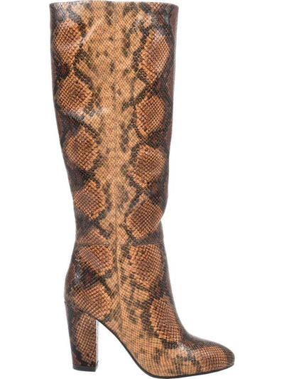 WHITE MOUNTAIN Womens Brown Animal Print Cushioned Almond Toe Sculpted Heel Dress Boots 5.5