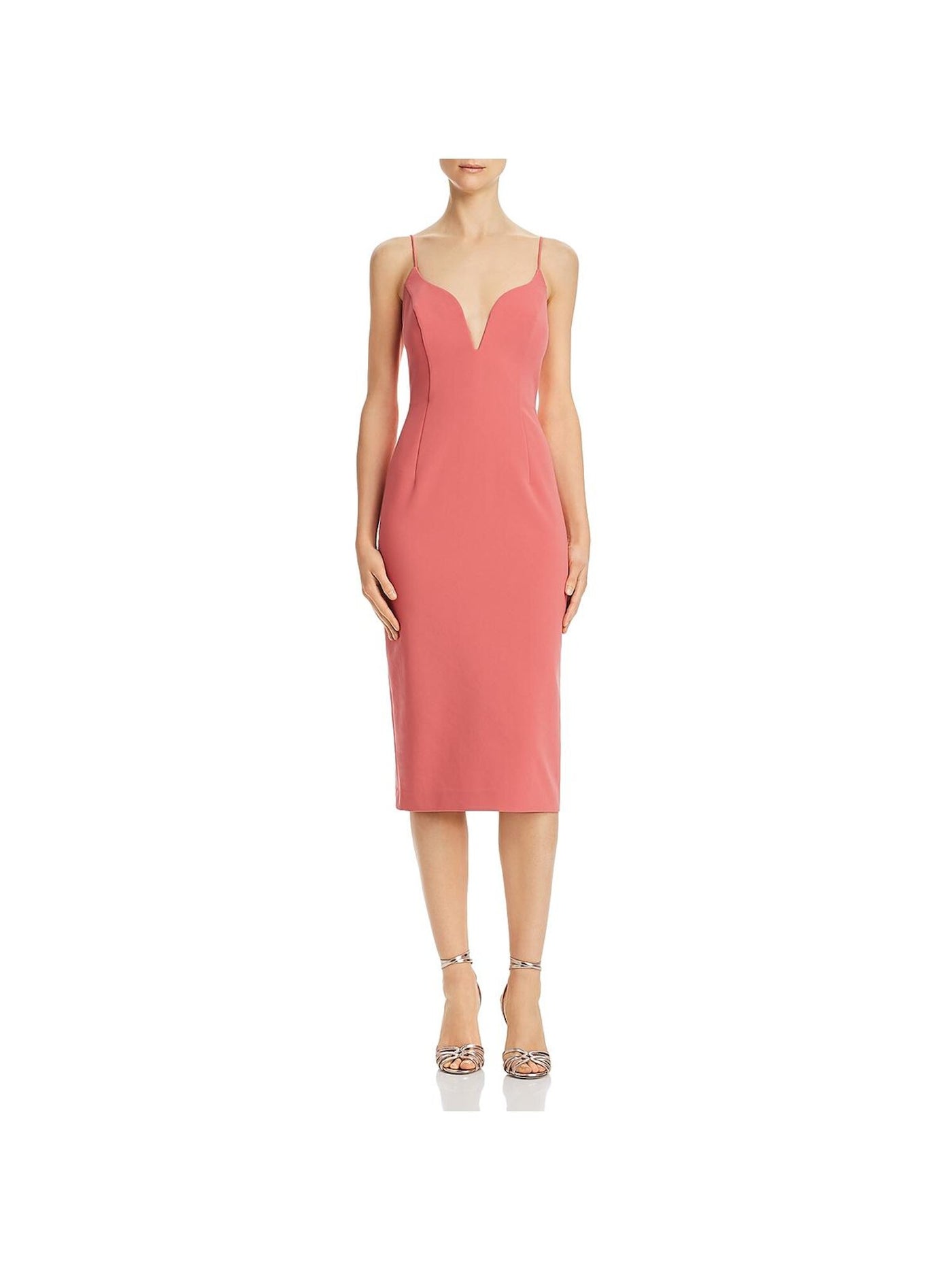 JILL JILL STUART Womens Pink Zippered Spaghetti Strap Sweetheart Neckline Below The Knee Evening Sheath Dress 4