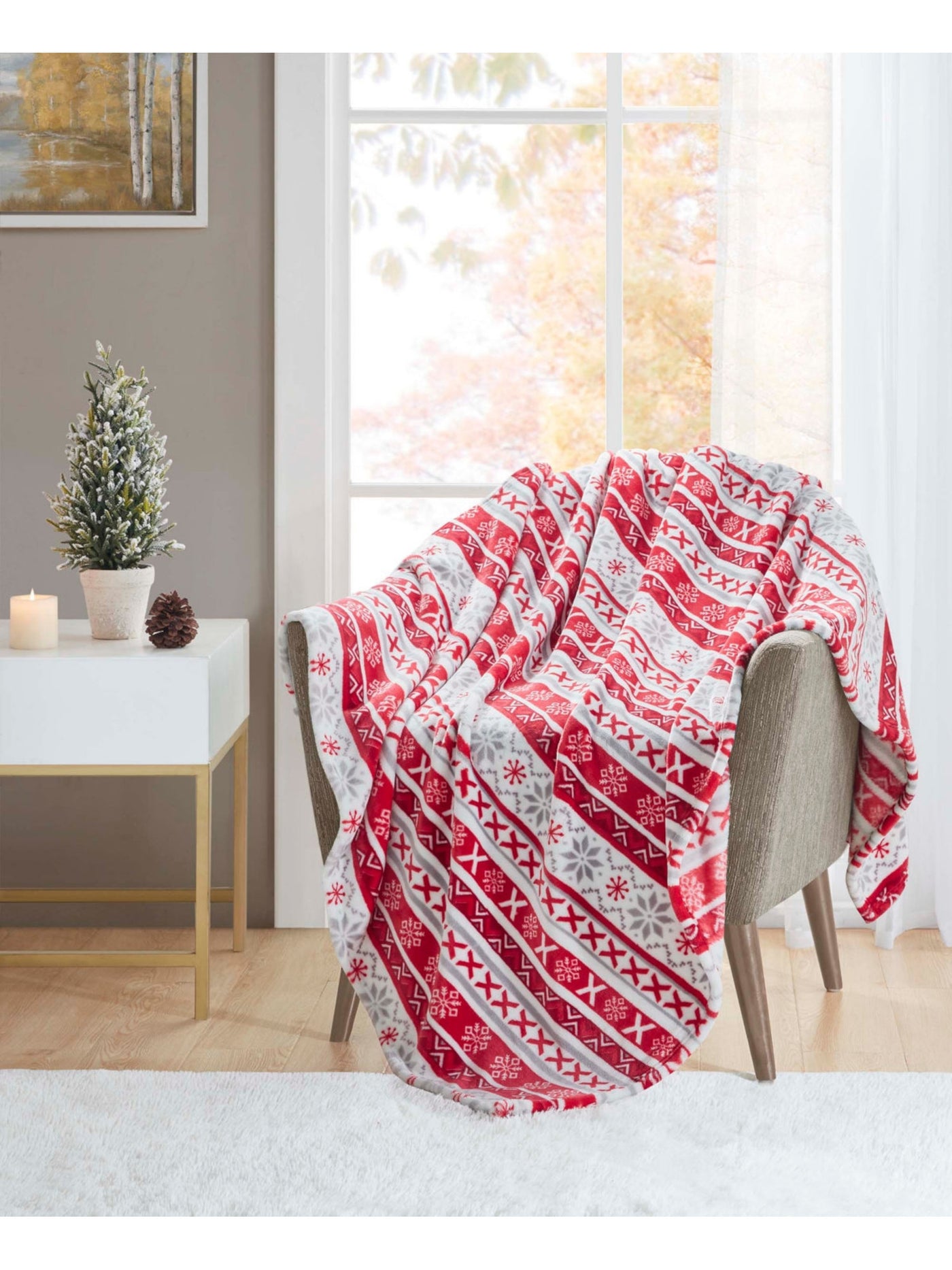 CHARTER CLUB Red Patterned 50 X 70 Throw