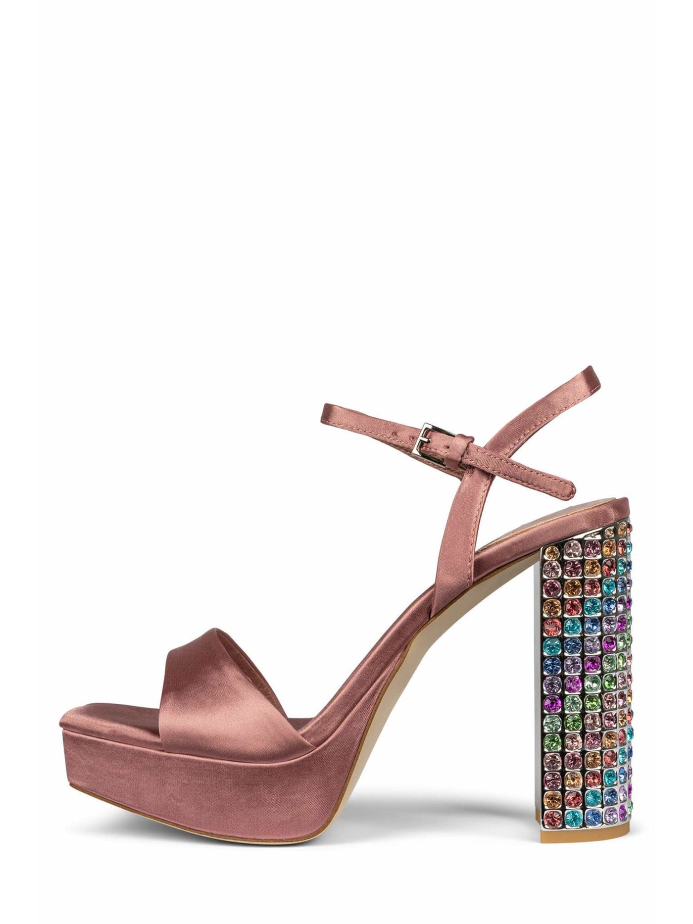 JEFFEREY CAMPBELL Womens Pink 1" Platform Padded Ankle Strap Gem Accent Dias Square Toe Block Heel Buckle Heeled Sandal 8.5 M