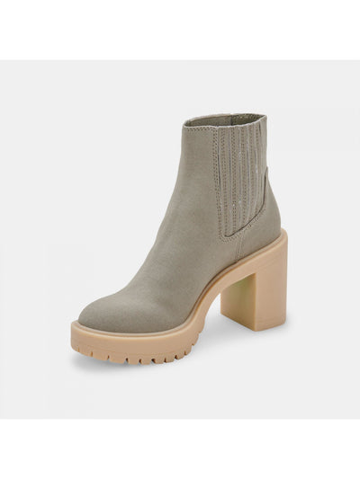 DOLCE VITA Womens Green 1" Platform Goring Lug Sole Caster Round Toe Block Heel Booties 6