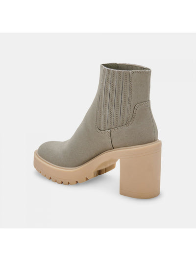 DOLCE VITA Womens Green 1" Platform Goring Lug Sole Caster Round Toe Block Heel Booties 6