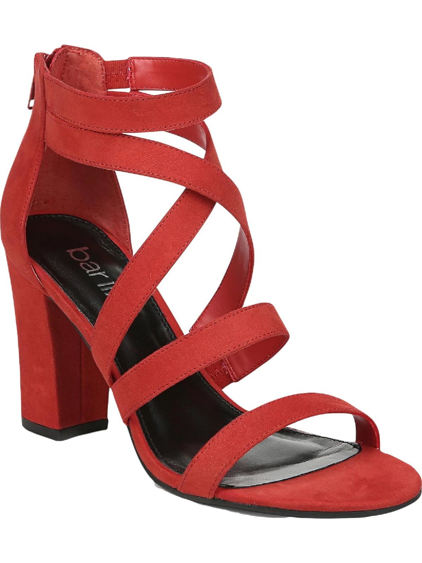 BAR III Womens Red Side Elastic Strappy Cushioned Blythe Round Toe Block Heel Zip-Up Dress Sandals 6.5 M