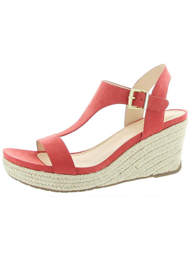 KENNETH COLE Womens Coral 1/2" Platform Padded Comfort Breathable T-Strap Moisture Wicking Card Round Toe Wedge Buckle Espadrille Shoes 10 M
