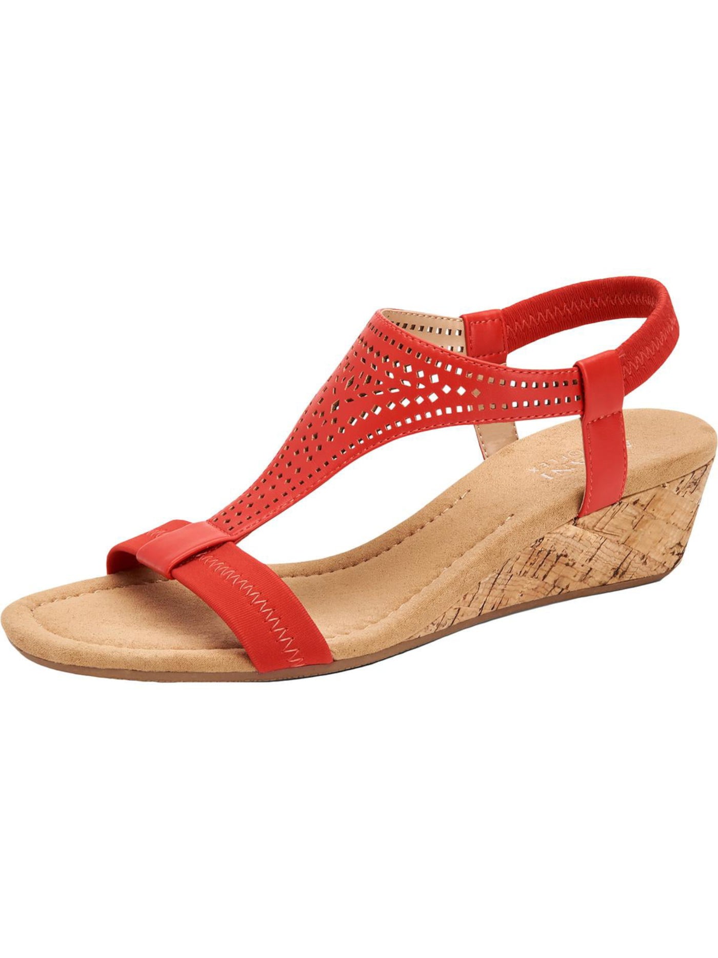 ALFANI Womens Coral T-Strap Step Round Toe Wedge Slip On Slingback Sandal 11 M