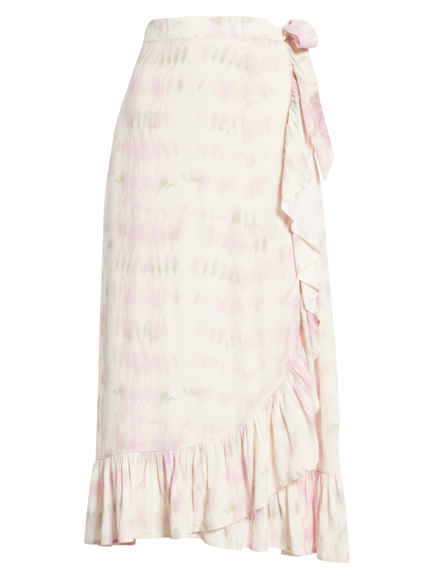 DOLAN Womens Pink Tie Ruffled Lined Tie Dye Midi Wrap Skirt XS