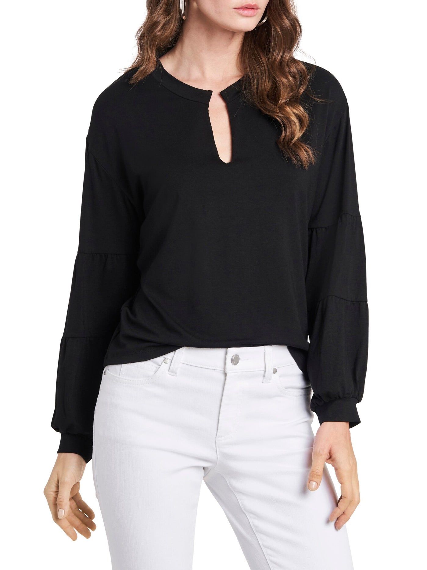 CECE Womens Long Sleeve Split Top