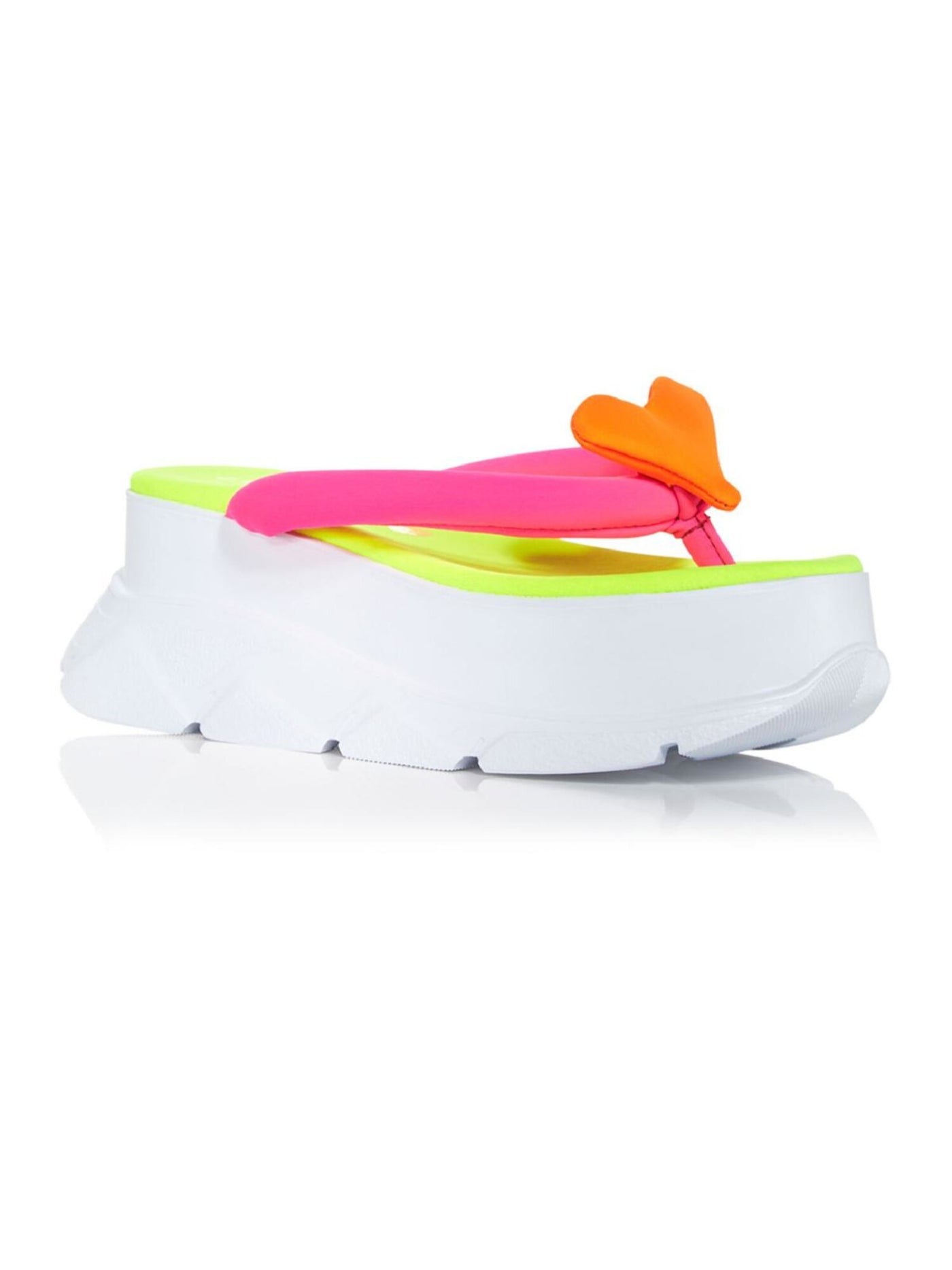 JOSHUAS Womens Orange Color Block 2" Platform Padded Embellished Open Toe Wedge Slip On Flip Flop Sandal 39