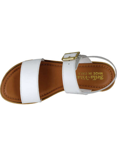BELLA VITA Womens White 0.5" Platform Padded Ankle Strap Tay-italy Round Toe Wedge Buckle Leather Slingback Sandal 6 N
