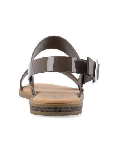JOURNEE COLLECTION Womens Brown Double Strap Cushioned Adjustable Lavine Round Toe Buckle Slingback Sandal 5.5