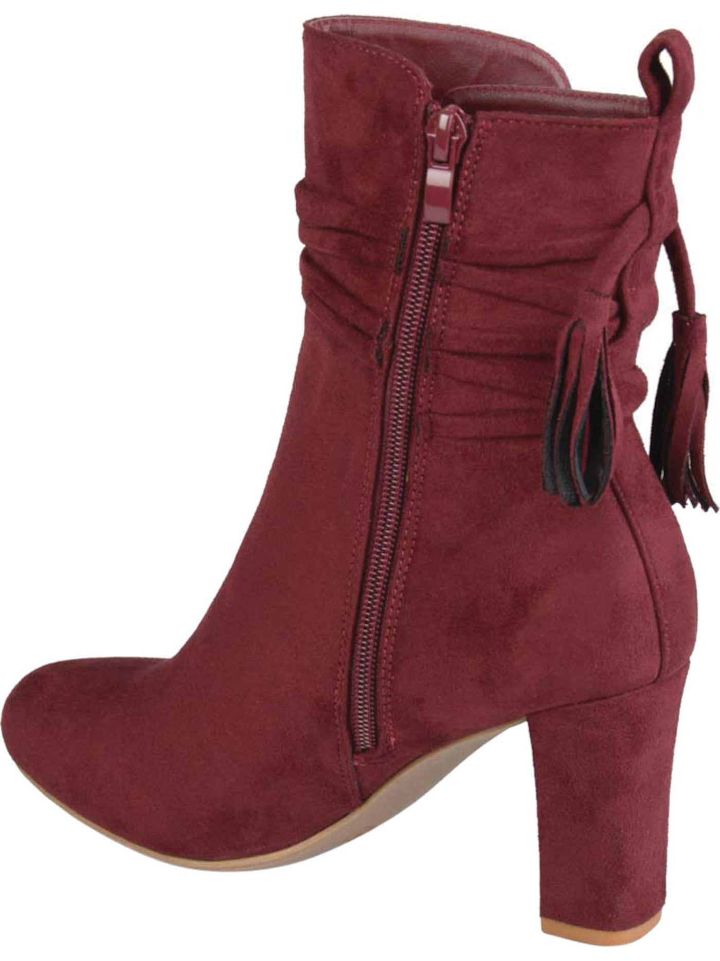 JOURNEE COLLECTION Womens Wine Burgundy Zuri Round Toe Block Heel Zip-Up Dress Booties 8