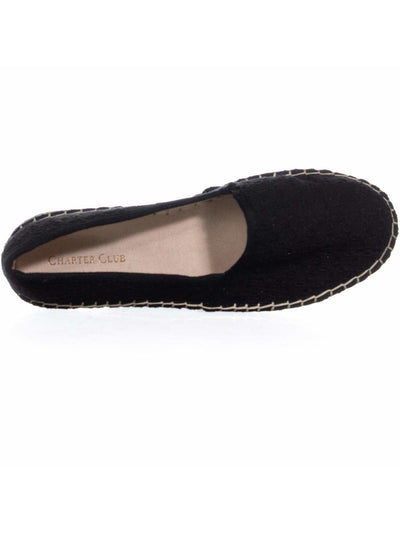 CHARTER CLUB Womens Black Jute Stretch Cushioned Braided Joyee Round Toe Slip On Flats Shoes 6.5 M