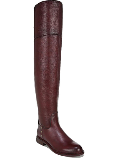 FRANCO SARTO Womens Burgundy Comfort Studded Haleen Round Toe Block Heel Zip-Up Leather Riding Boot 7.5 M WC