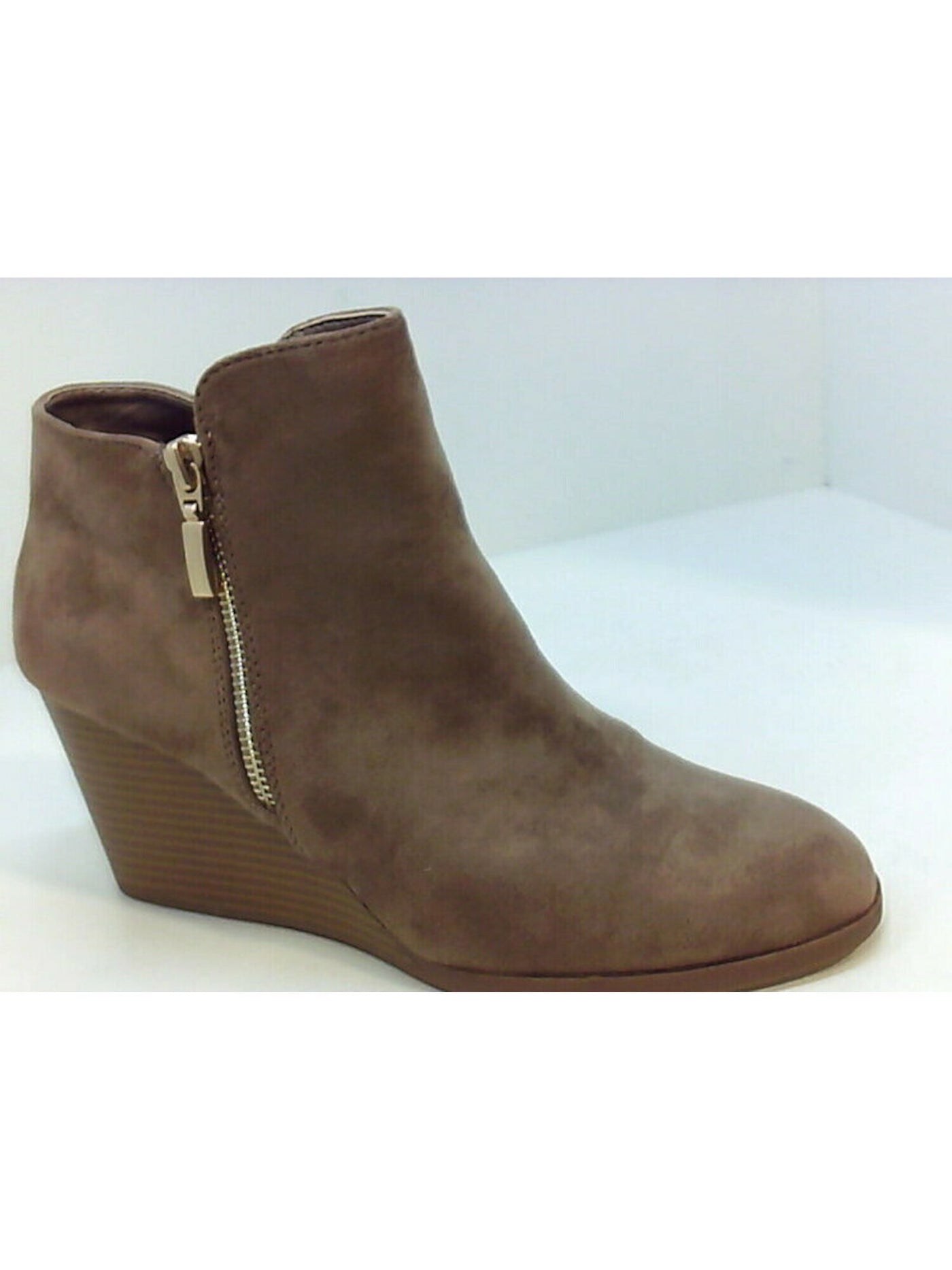STYLE & COMPANY Womens Beige Cushioned Asymmetrical Wynonaa Round Toe Wedge Zip-Up Booties 7