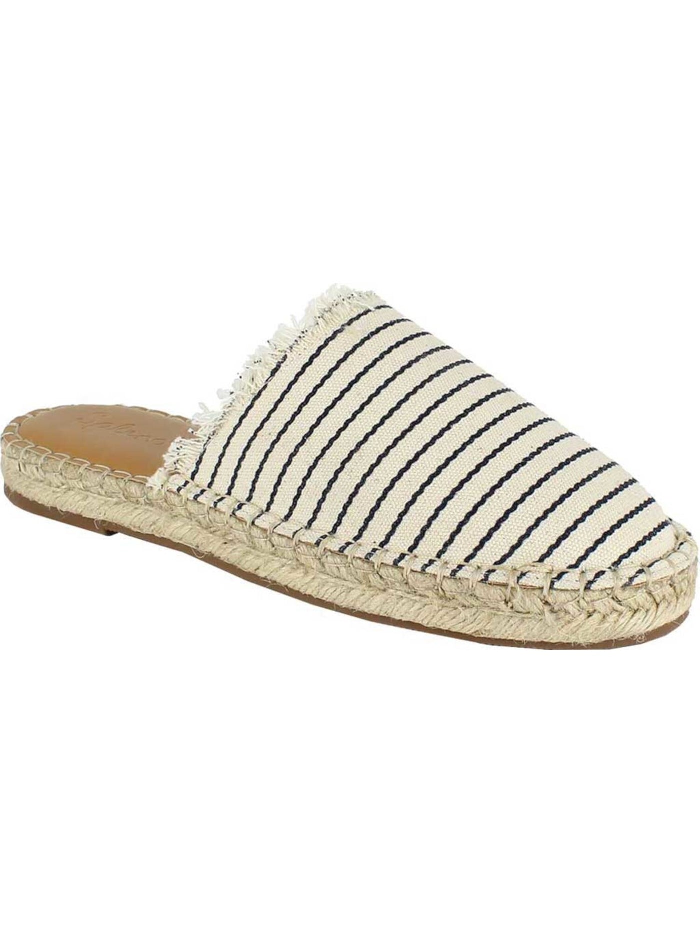 SPLENDID Womens Ivory Striped Espadrille Fringed Jaime Round Toe Slip On Mules 10 M