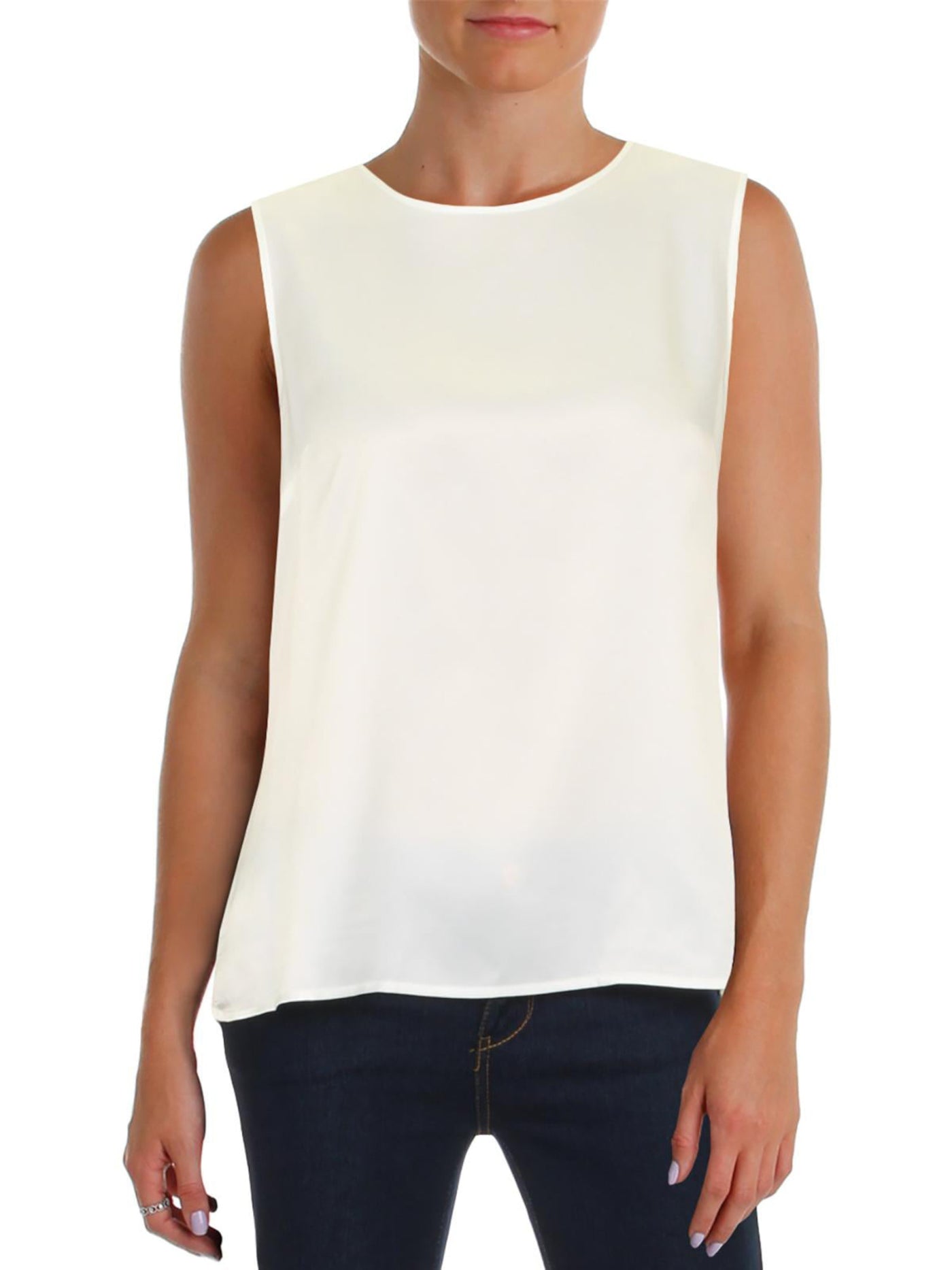 KASPER Womens Ivory Sleeveless Jewel Neck Wear To Work Top XL