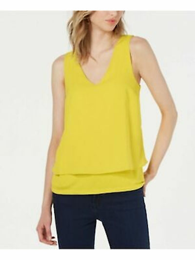 BAR III Womens Layered Look Sleeveless V Neck Top