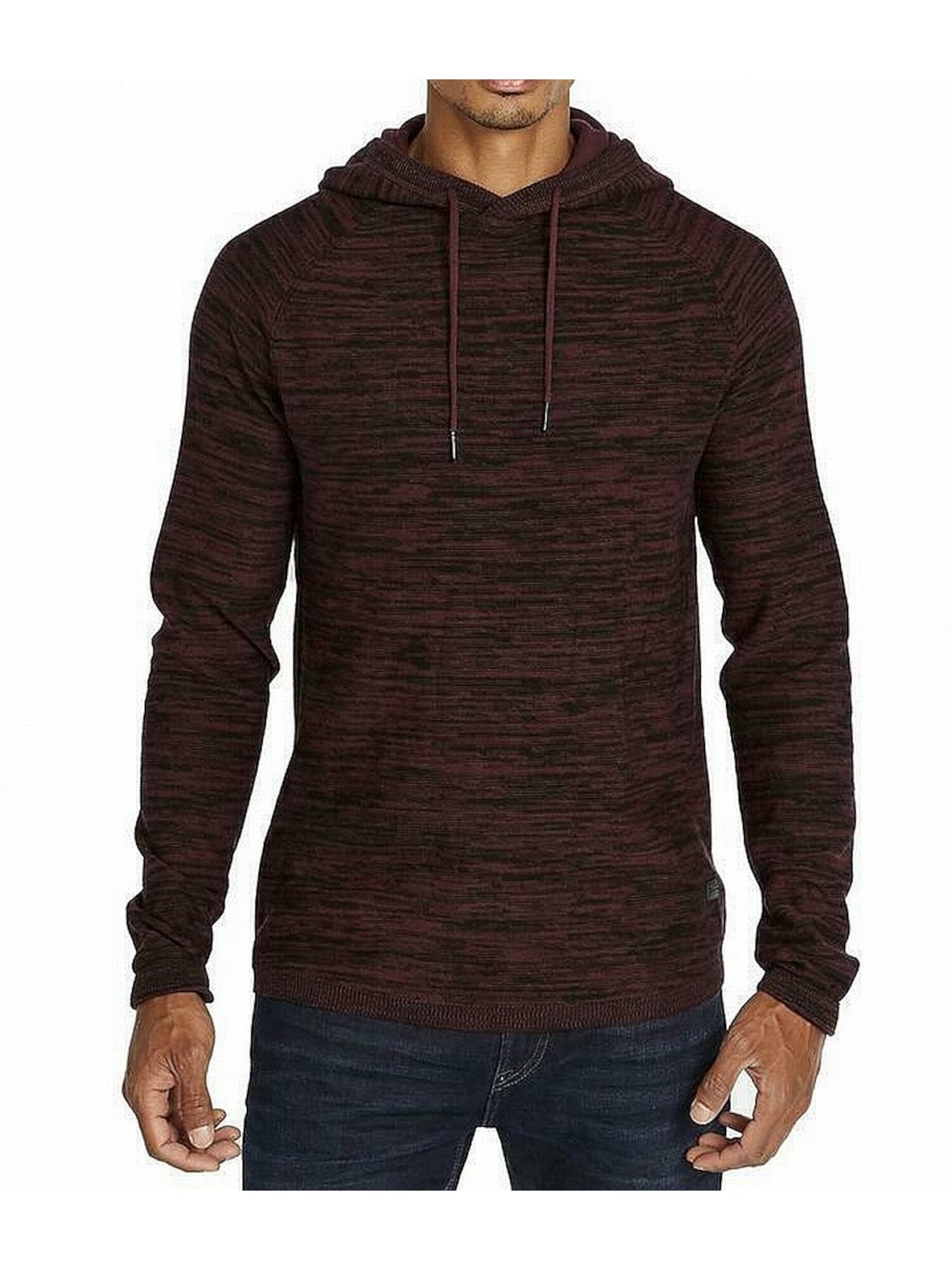 BUFFALO Mens Maroon Striped V Neck Pullover Sweater S