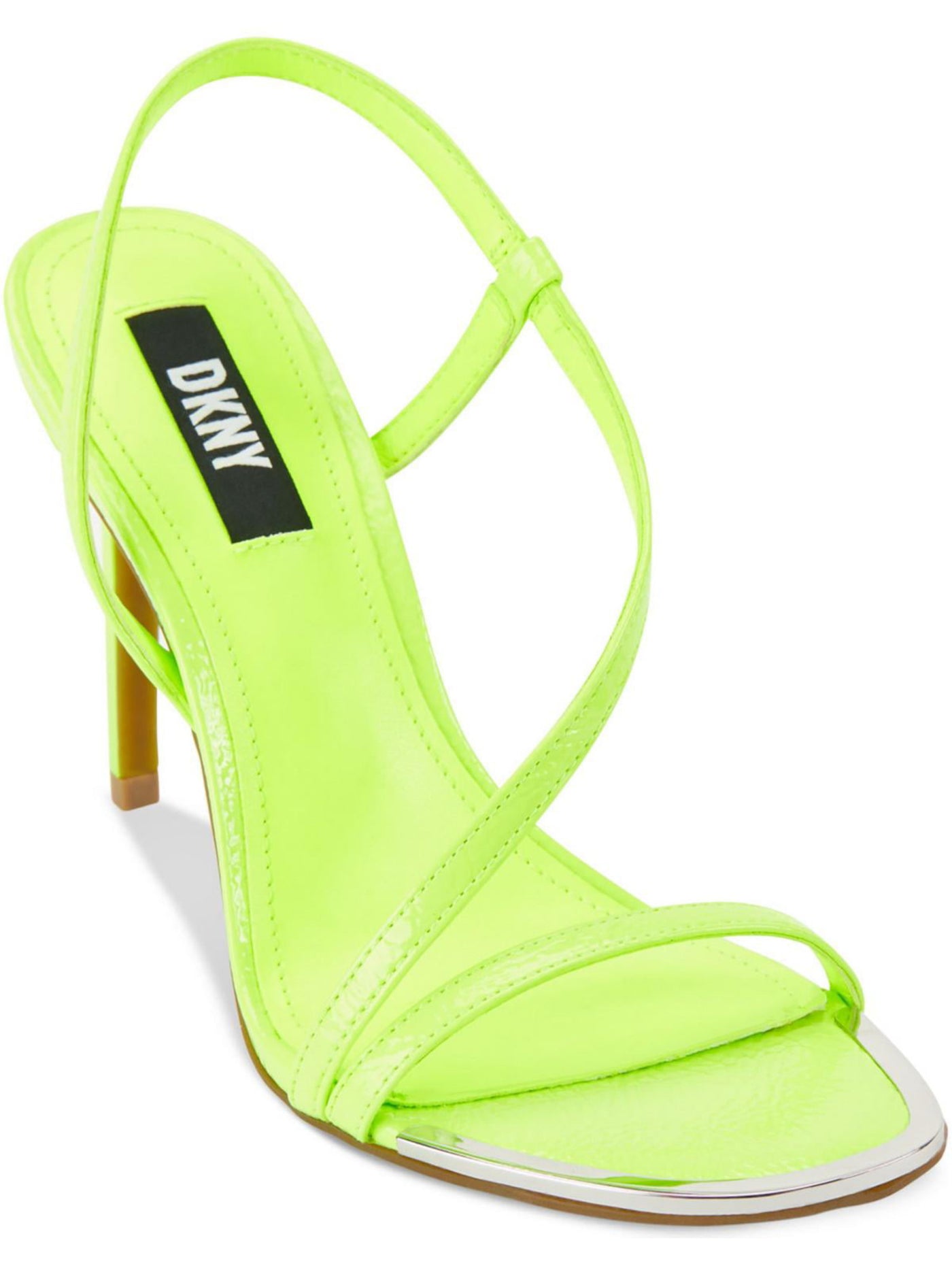 DKNY Womens Green Asymmetrical Danielle Round Toe Stiletto Slip On Dress Slingback Sandal 9.5 M