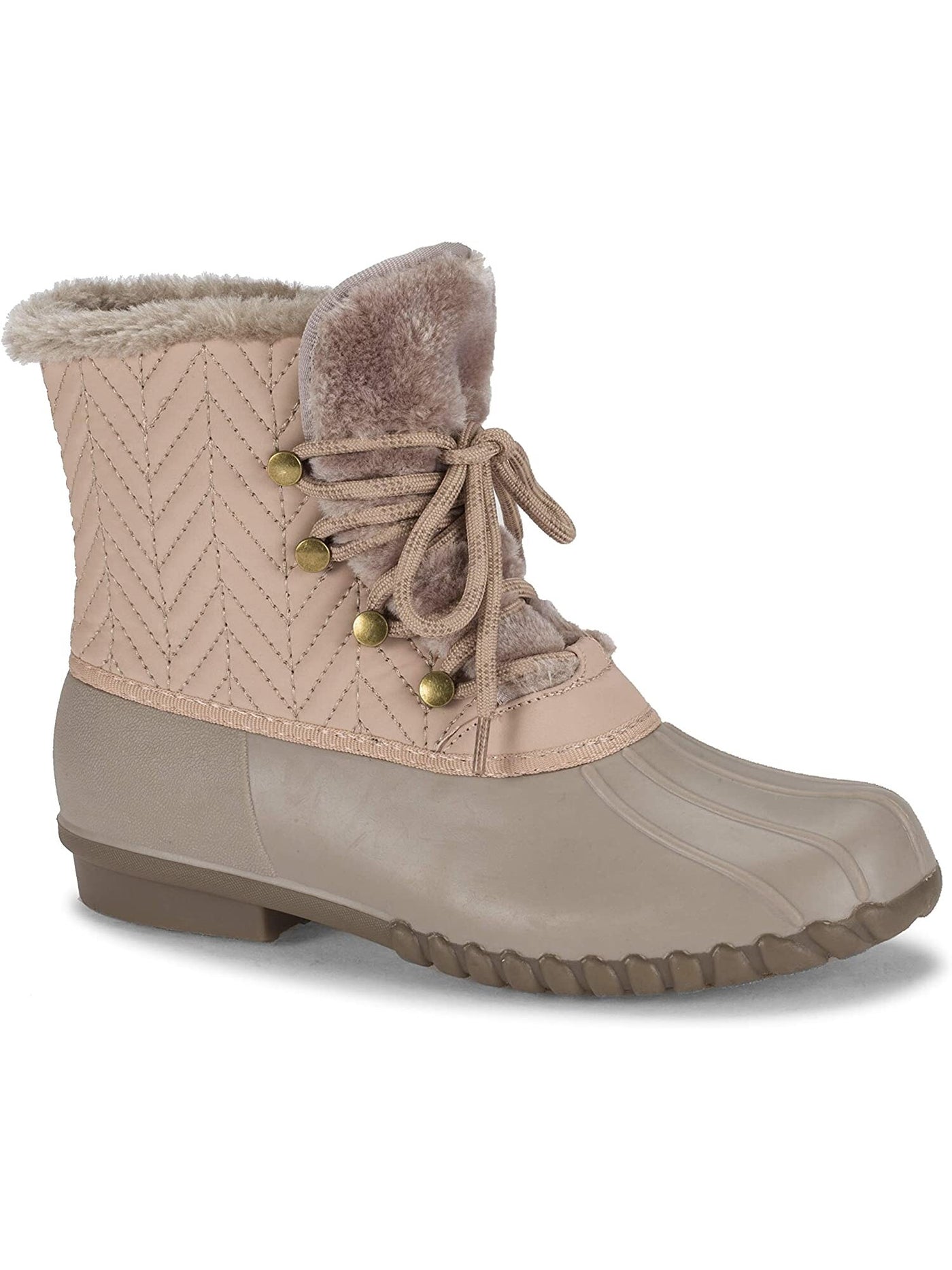 BARETRAPS Womens Beige Button Detailing Breathable Comfort Water Resistant Flash Round Toe Lace-Up Duck Boots 6 M