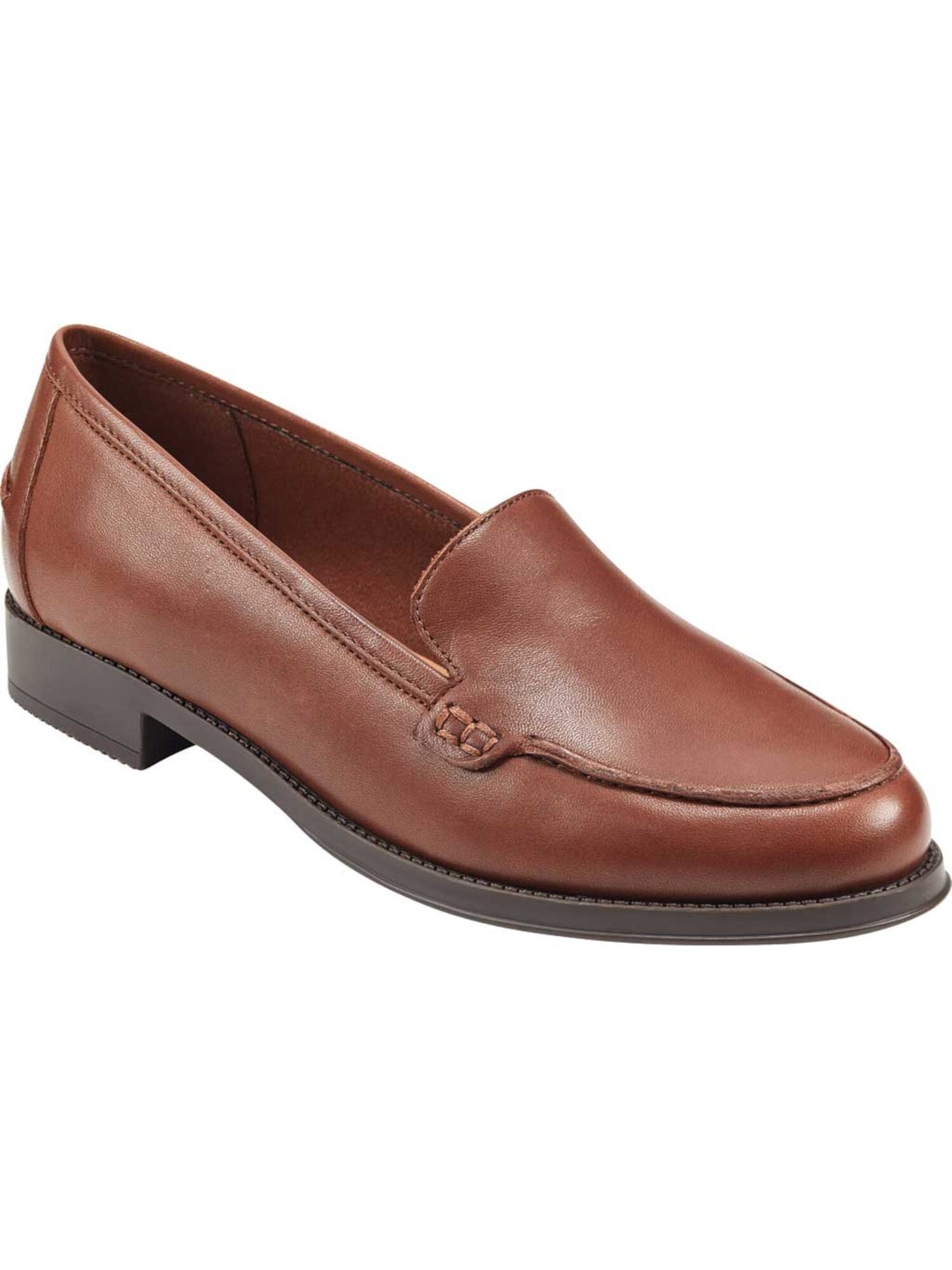 EASY SPIRIT Womens Brown Removable Cushioned Insole Arch Support Cushioned Racer Round Toe Slip On Leather Dress Loafers Shoes 8 W