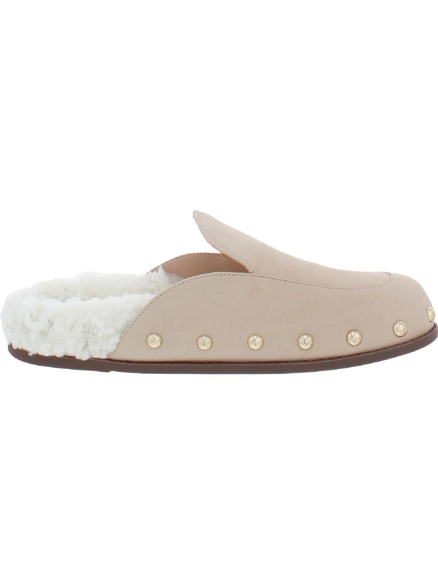 AQUA Womens Beige Studded X Scout Round Toe Slip On Suede Mules 7.5 B