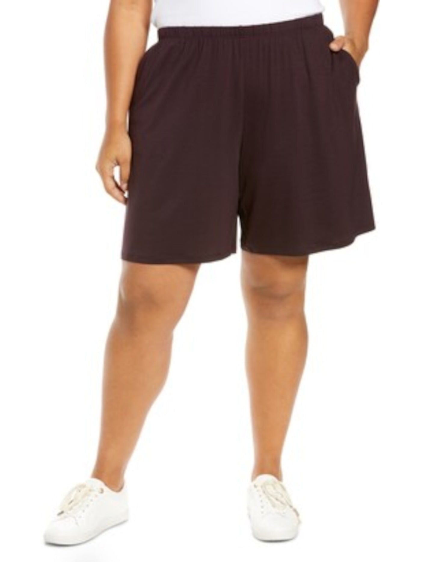 EILEEN FISHER Womens Burgundy Stretch Pocketed Elastic Waist Pull On Flare Shorts S