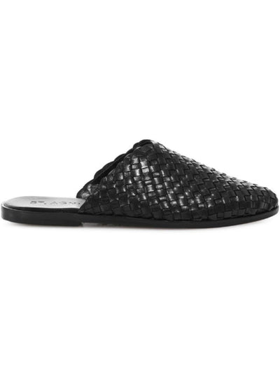 ST. AGNI Womens Black Woven Caio Pointed Toe Slip On Leather Mules 35