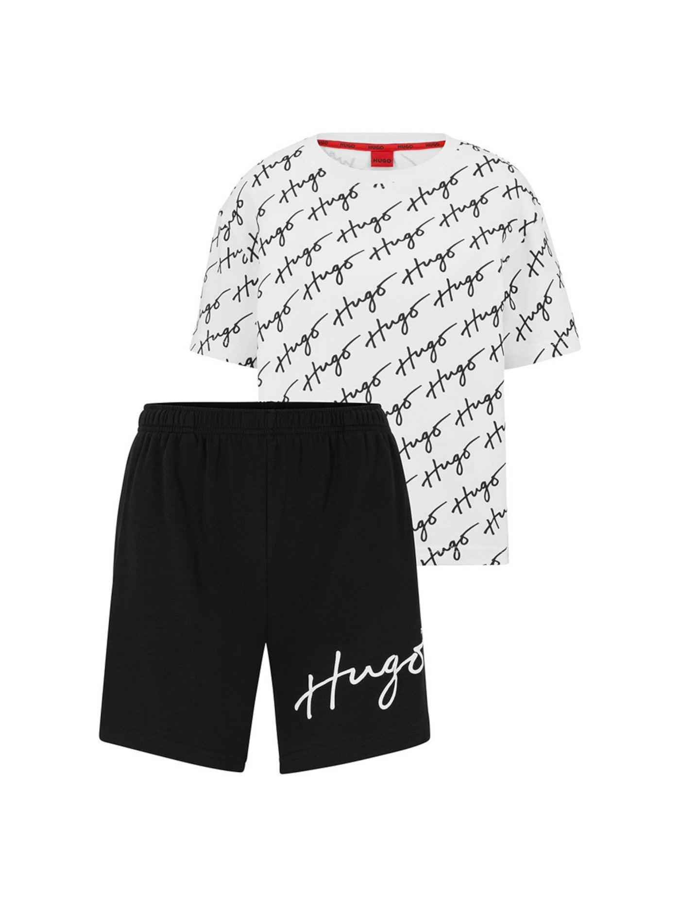 HUGO Mens Red Label White Short Sleeve T-Shirt Top Shorts Pants Pajamas M