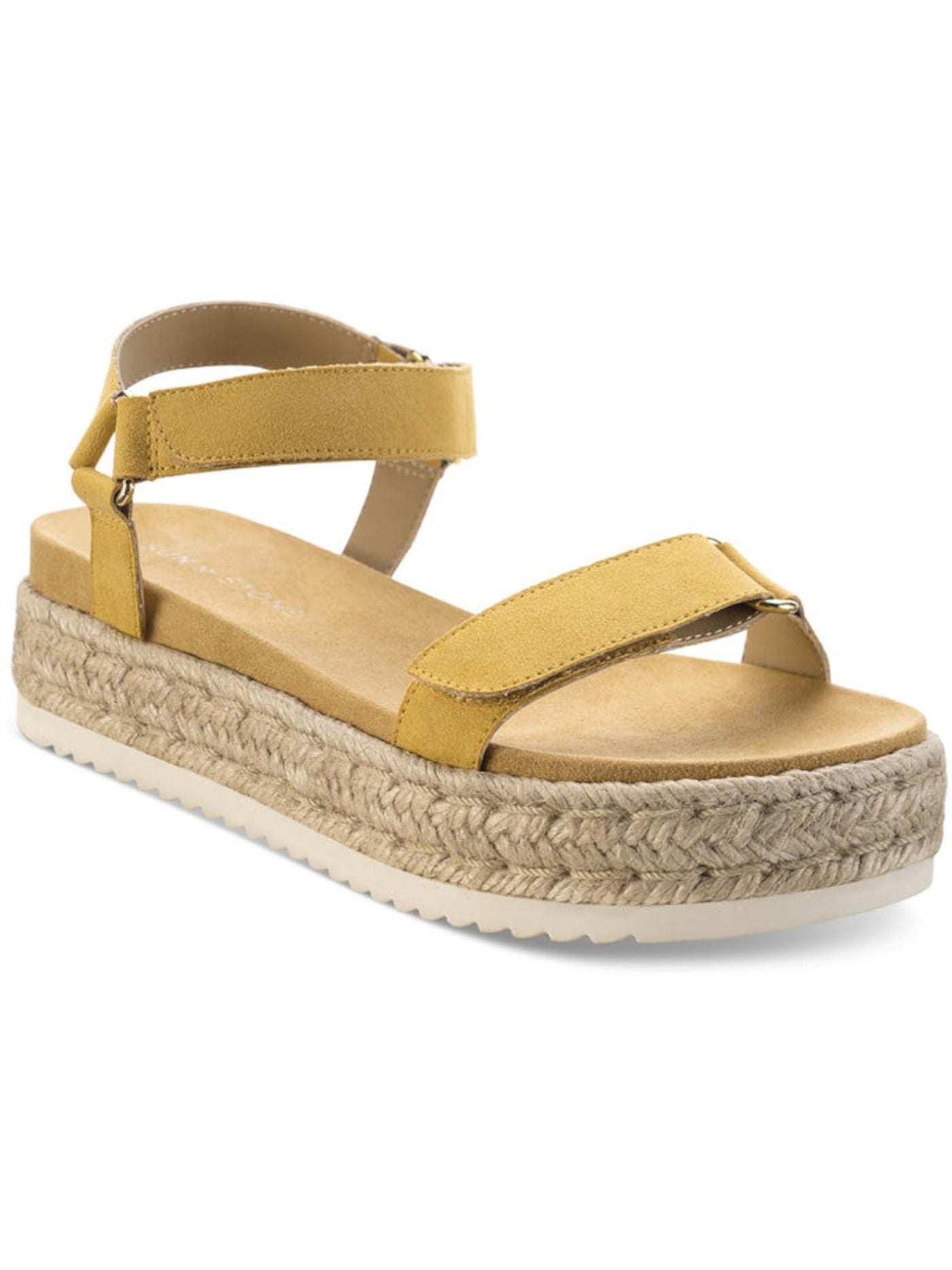 SUN STONE Womens Yellow 1-1/2" Platform Woven Comfort Rylaan Round Toe Wedge Sandals Shoes 5.5 M