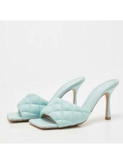 BOTTEGA VENETA Womens Light Blue Quilted Lido Square Toe Stiletto Slip On Leather Dress Heeled Sandal 35.5