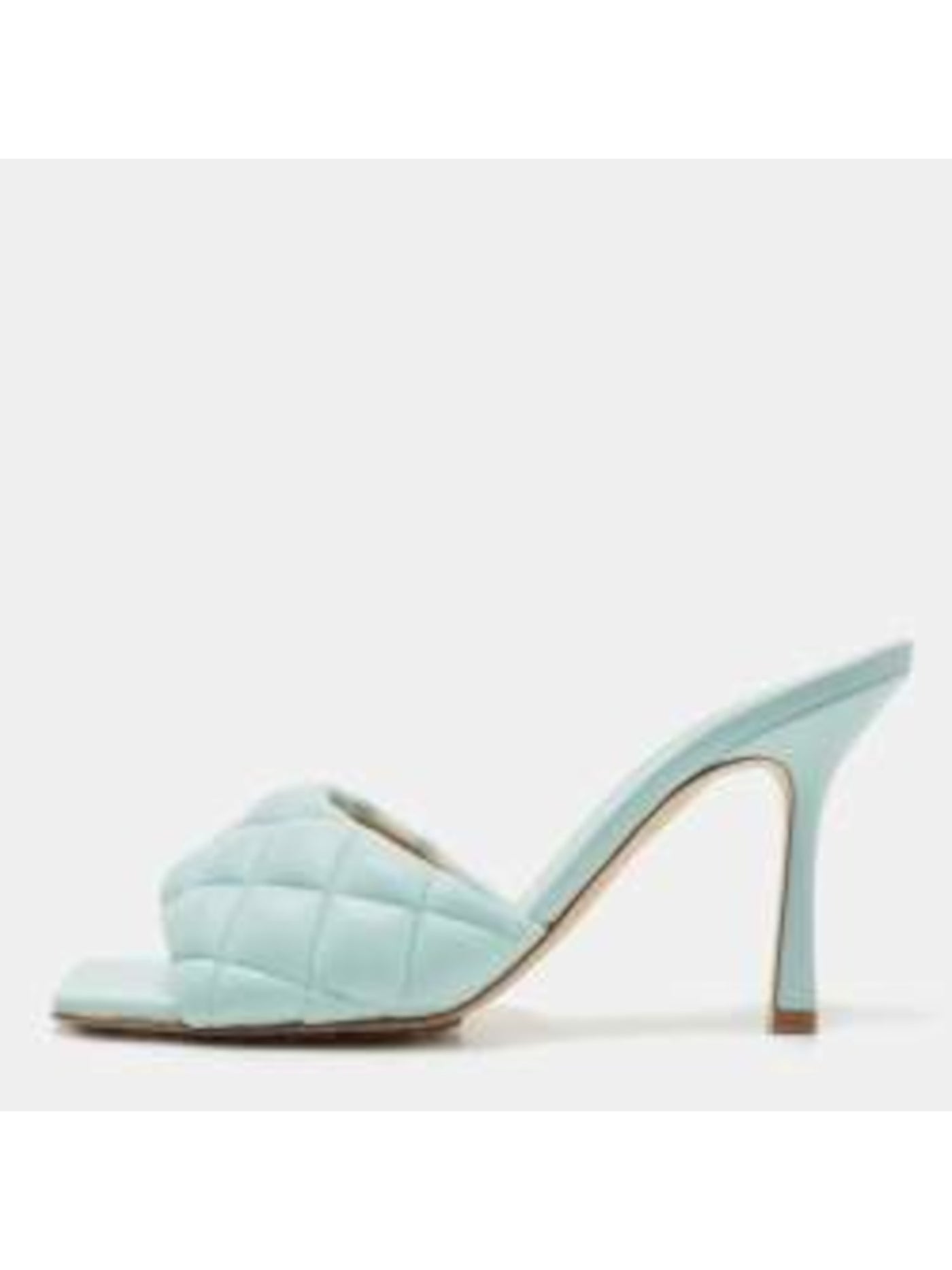 BOTTEGA VENETA Womens Light Blue Quilted Lido Square Toe Stiletto Slip On Leather Heeled Sandal 36.5